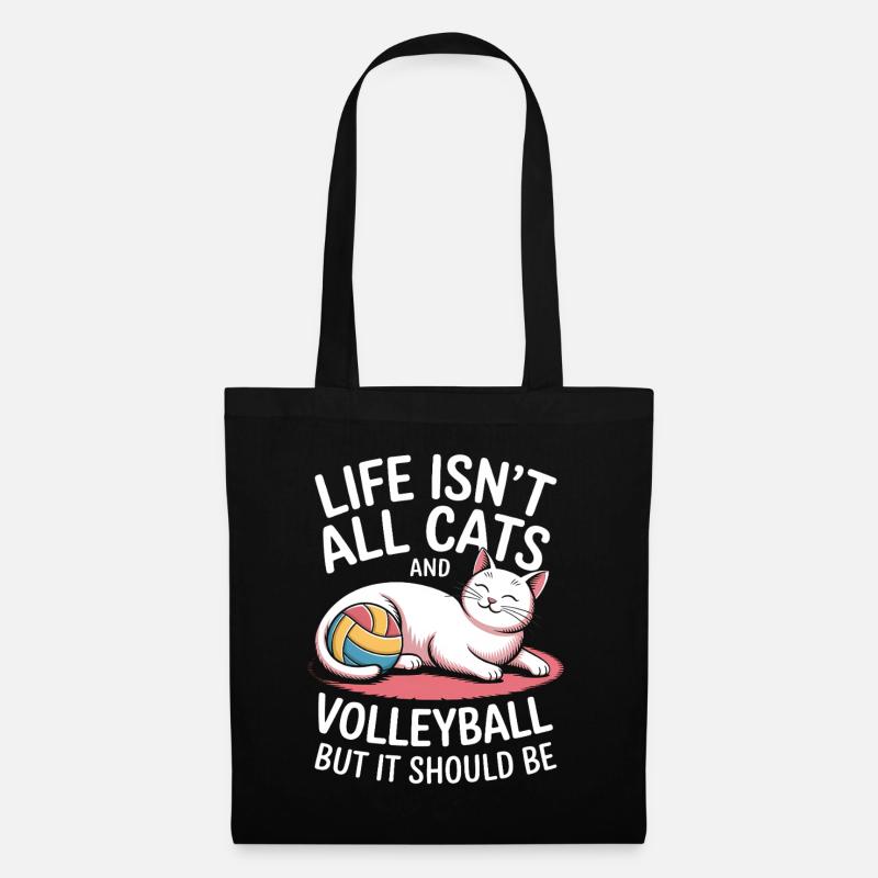 Volleyball Katze Lustiges Volleyball Geschenk - Stoffbeutel - Schwarz