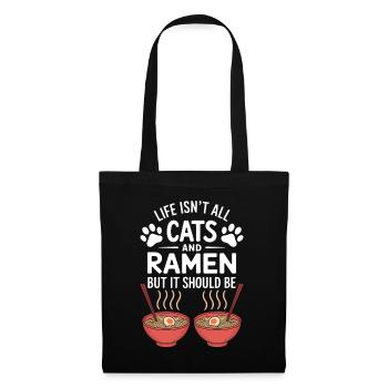 Ramen Cat Anime Funny Kawaii Ramen Gift - Tote Bag - black - Front