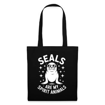 Sceau disant sceau drôle sceau cadeau - Sac en tissu - noir - Devant