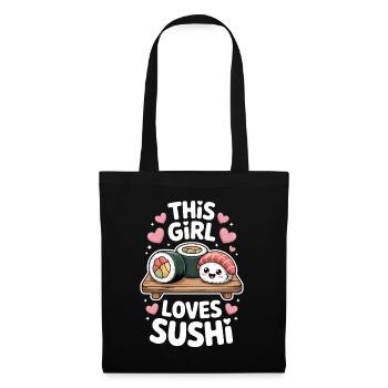 Sushi Japan Girl Lustiges Kawaii Sushi Geschenk - Stoffbeutel - Schwarz - Vorne