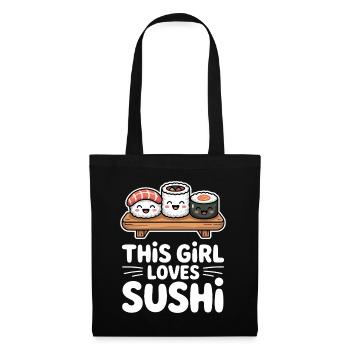 Sushi Japan Girl Lustiges Kawaii Sushi Geschenk - Stoffbeutel - Schwarz - Vorne