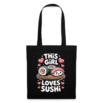 Sushi Japan Girl Lustiges Kawaii Sushi Geschenk - Stoffbeutel - Schwarz - Vorne