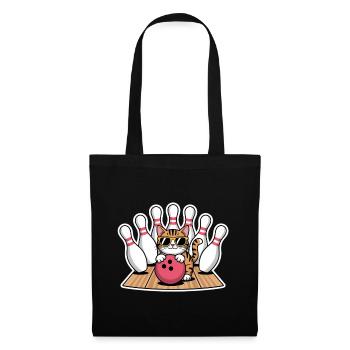 Bowling Spruch Katzen Lustiges Bowling Geschenk - Stoffbeutel - Schwarz - Vorne