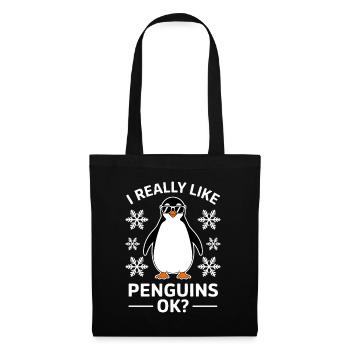 Pinguin Spruch Lustige Pinguine Geschenk - Stoffbeutel - Schwarz - Vorne