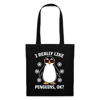 Pinguin Spruch Lustige Pinguine Geschenk - Stoffbeutel - Schwarz - Vorne