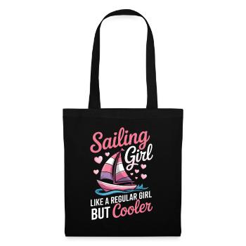 Segeln Spruch Mädchen Segler Segeln Geschenk - Stoffbeutel - Schwarz - Vorne