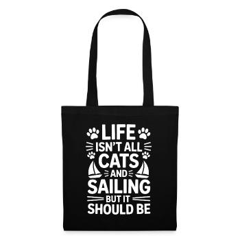 Segeln Spruch Katzen Segler Katze Segeln Geschenk - Stoffbeutel - Schwarz - Vorne