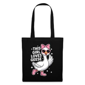 Gans Spruch Mädchen Gänse Lustiges Gans Geschenk - Stoffbeutel - Schwarz - Vorne