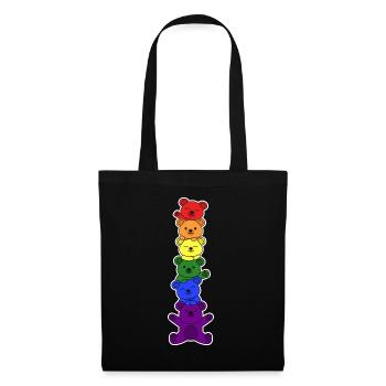 LGBT+ Flaggenbär Design für stolze LGBT+ Menschen - Stoffbeutel - Schwarz - Vorne