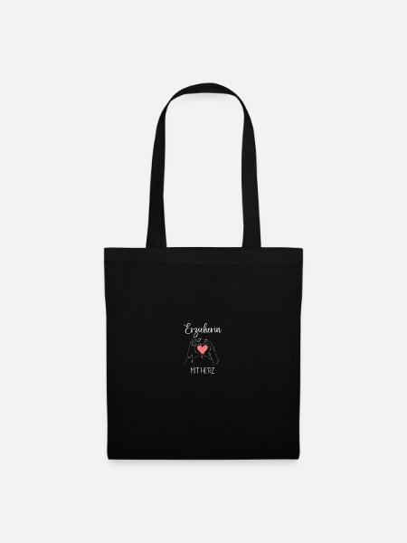 Erzieherin mit Herz Kindergärtnerin Geschenk - Stoffbeutel - Schwarz
