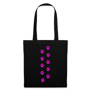Motif d’empreintes de pattes de chat roses - Sac en tissu - noir - Devant