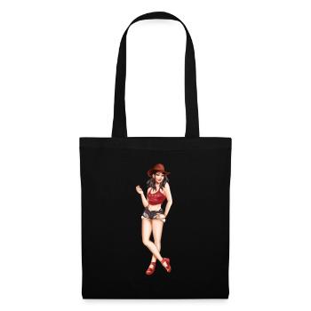 Femme en tenue de plage - Sac en tissu - noir - Devant