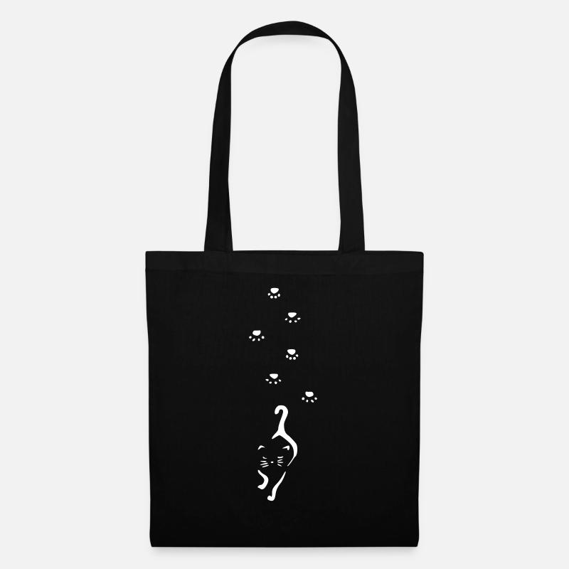 chat avec empreinte de pattes - Sac en tissu - noir