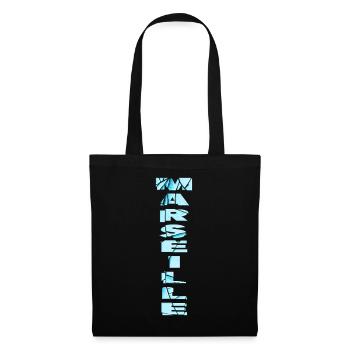Marseille France City Font Skyline Accueil - Sac en tissu - noir - Devant