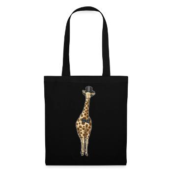Giraffe Bräutigam Zylinder Hochzeit - Stoffbeutel - Schwarz - Vorne