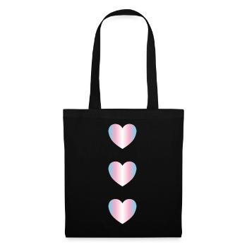 Trans flag colours hearts - Tote Bag - black - Front