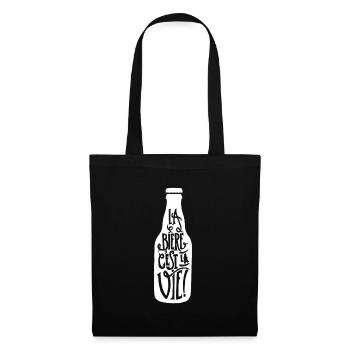 bière, la bière c'est la vie - Sac en tissu - noir - Devant