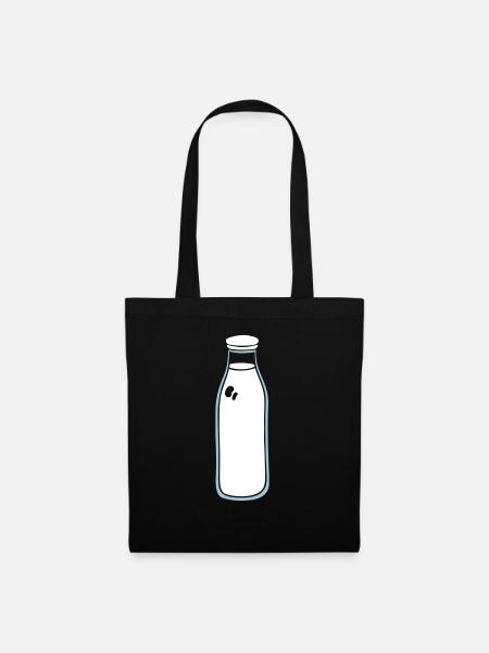 Flasche mit Milch - Stoffbeutel - Schwarz