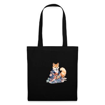 Chien japonais Shiba Inu en kimono - Sac en tissu - noir - Devant
