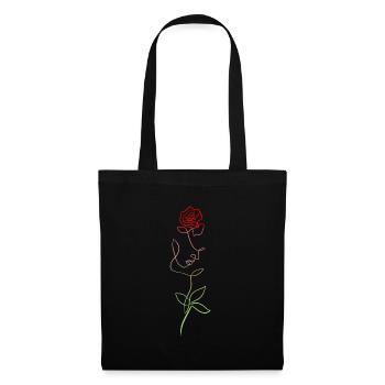 Woman's face and floral pink line - Tote Bag - black - Front
