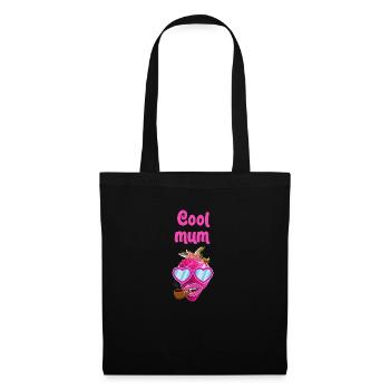 maman cool, pipe, fraise, pop-art, rose, lunettes de soleil - Sac en tissu - noir - Devant