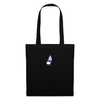 Loup hurlant en silhouette d'hiver avec forêt de conifères - Sac en tissu - noir - Devant