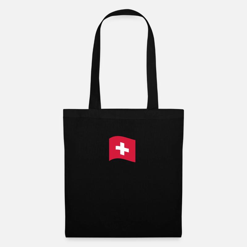 Schweiz, Schweizer Fahne - Stoffbeutel - Schwarz