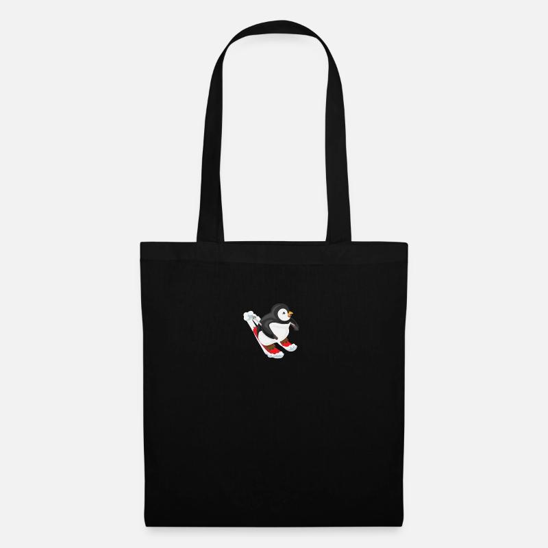 Pinguin Skifahren Ski-Liebhaber Winter Geschenk - Stoffbeutel - Schwarz