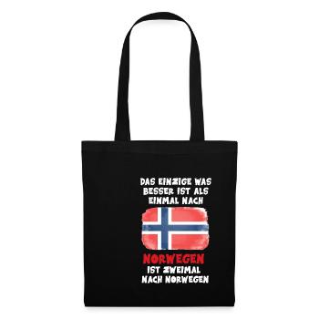 Zweimal nach Norwegen Flagge Urlaub Geschenk - Stoffbeutel - Schwarz - Vorne