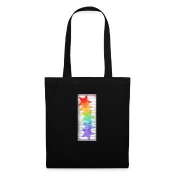 Regenbogen Sterne Stolz - Stoffbeutel - Schwarz - Vorne