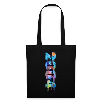 20042004,vintage,18,anniversaire,graffiti,peinture - Sac en tissu - noir - Devant