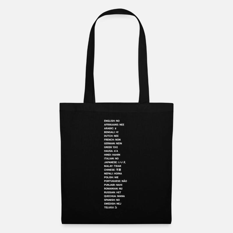 No in Different Common Languages White - Stoffbeutel - Schwarz