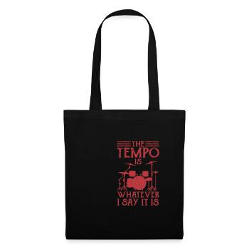 Drummer Bestimmt Das Tempo Schlagzeuger Geschenk - Stoffbeutel - Schwarz - Vorne