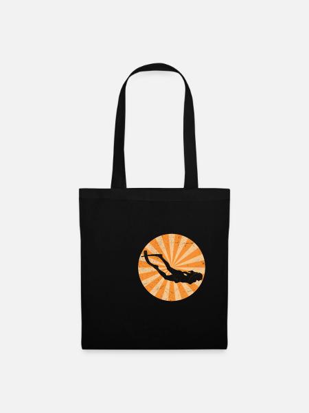 APNOE RETRO Freitaucher Schnorchler Geschenk - Stoffbeutel - Schwarz