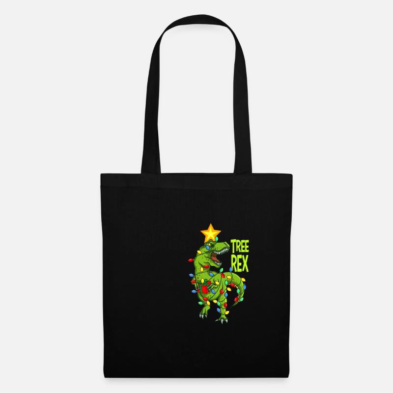 TREE REX DINO Weihnachten Ugly Christmas Geschenk - Stoffbeutel - Schwarz