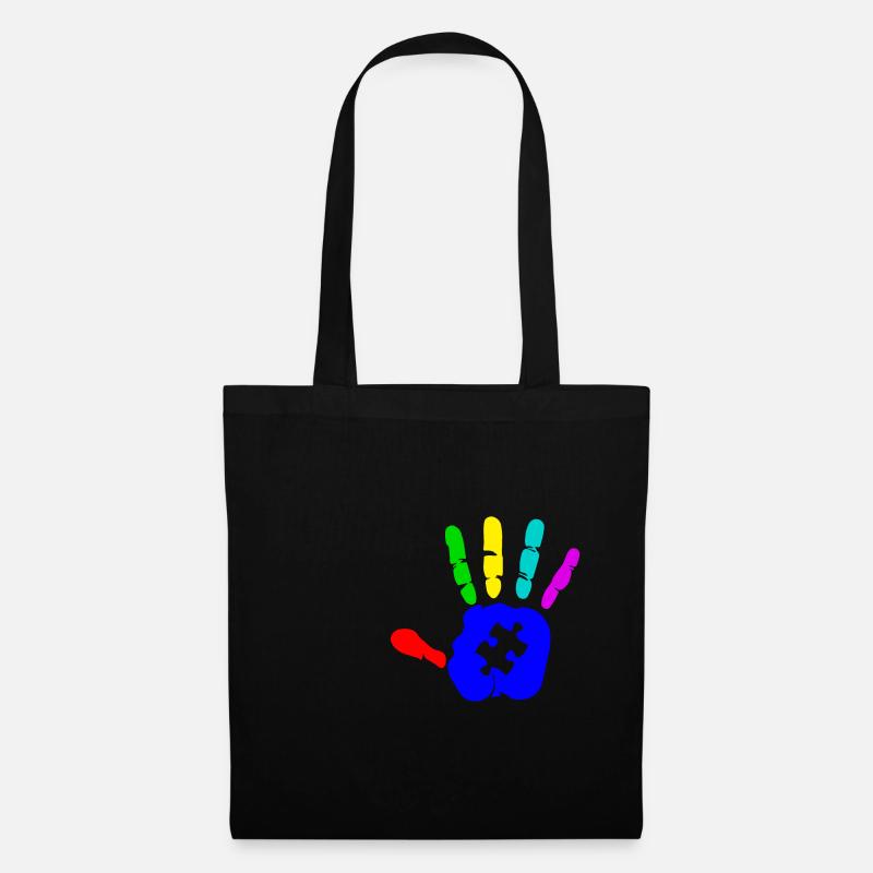 AUTISMUS PUZZLE HAND Autism Awareness Geschenk - Stoffbeutel - Schwarz