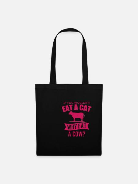 VEGETARIER Geschenk Tierschützer Veganer - Stoffbeutel - Schwarz