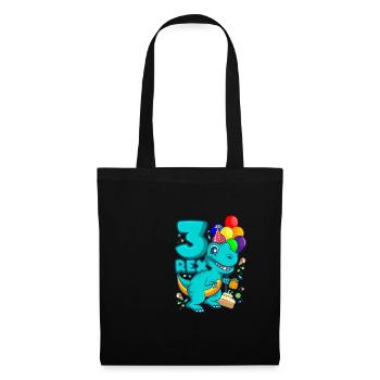 3 REX 3 ans dino anniversaire dinosaure - Sac en tissu - noir - Devant