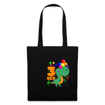 3 REX 3 ans dino anniversaire dinosaure - Sac en tissu - noir - Devant