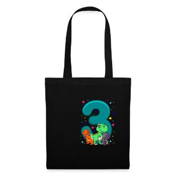 THREE REX 3 years DINO birthday dinosaur - Tote Bag - black - Front