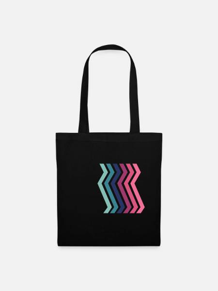 Geometrische Muster Retro Arcs Geometric Pattern - Stoffbeutel - Schwarz