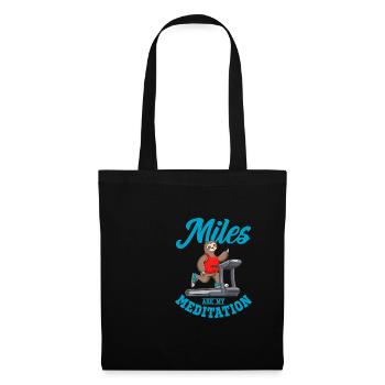 Faultier Auf Laufband Miles Are My Meditation - Stoffbeutel - Schwarz - Vorne