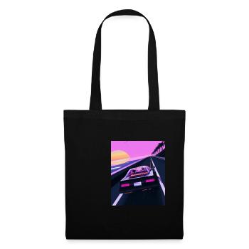 Vaporwave Aesthetic Sports Car Coucher de soleil - Sac en tissu - noir - Devant