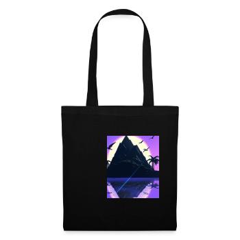 Vaporwave Aesthetic Insel Palmen Berge - Stoffbeutel - Schwarz - Vorne