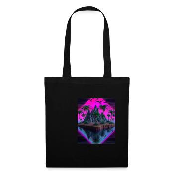 Vaporwave Esthétique Tropical Island Palm Mountains - Sac en tissu - noir - Devant