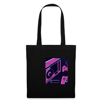 Vaporwave Aesthetic Gaming Konsole Zukunft - Stoffbeutel - Schwarz - Vorne