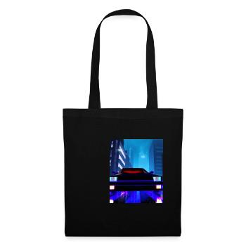 Vaporwave Aesthetic Auto Nacht Wolkenkratzer - Stoffbeutel - Schwarz - Vorne