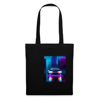 Vaporwave Aesthetic Sports Car Rain Gratte-ciel - Sac en tissu - noir - Devant