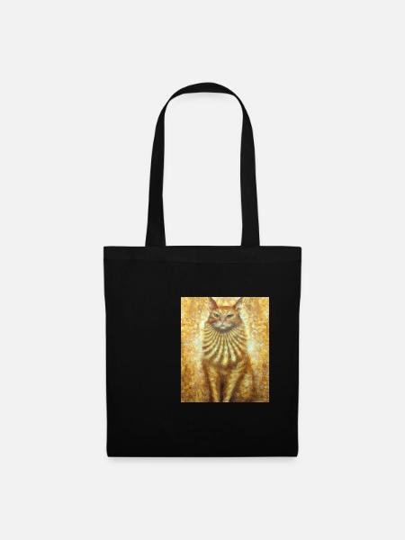 Katzen Portrait Gustav Klimt Style Katze - Stoffbeutel - Schwarz