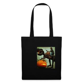 Halloween Dino Boy chevauchant des dinosaures - Sac en tissu - noir - Devant